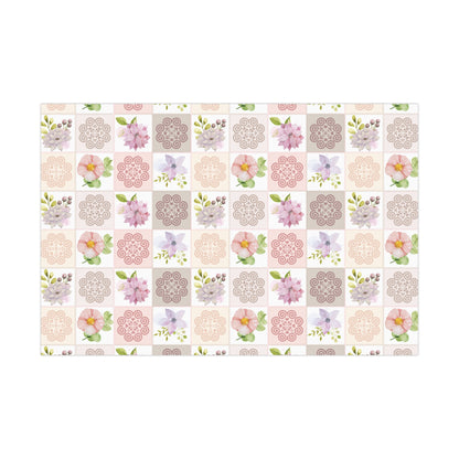 Gift Wrap Papers - Hmong Inspired - Fall Theme - Watercolor Florals Flowers Patch Square - Pattern BG