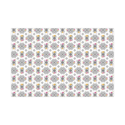 Gift Wrap Papers - Hmong Inspired Design - Pink and Yellow Watercolor Florals Flowers