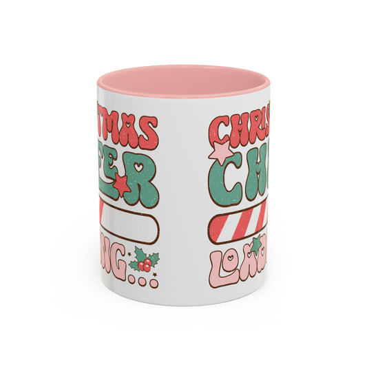 Accent Coffee Mug (11, 15oz) - Christmas Cheer Loading - Retro Vintage Theme Style