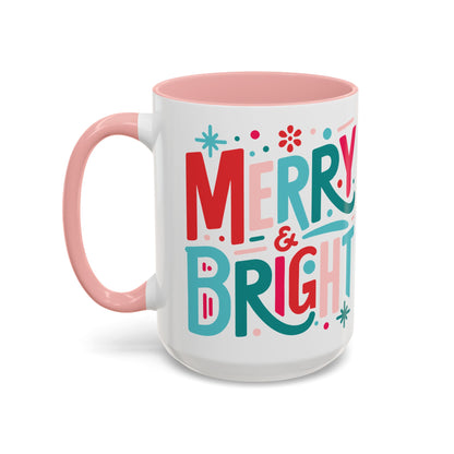 Coffee Mug Cup (11, 15oz) - Merry and Bright - Christmas Bright Colorful Vintage Theme Style