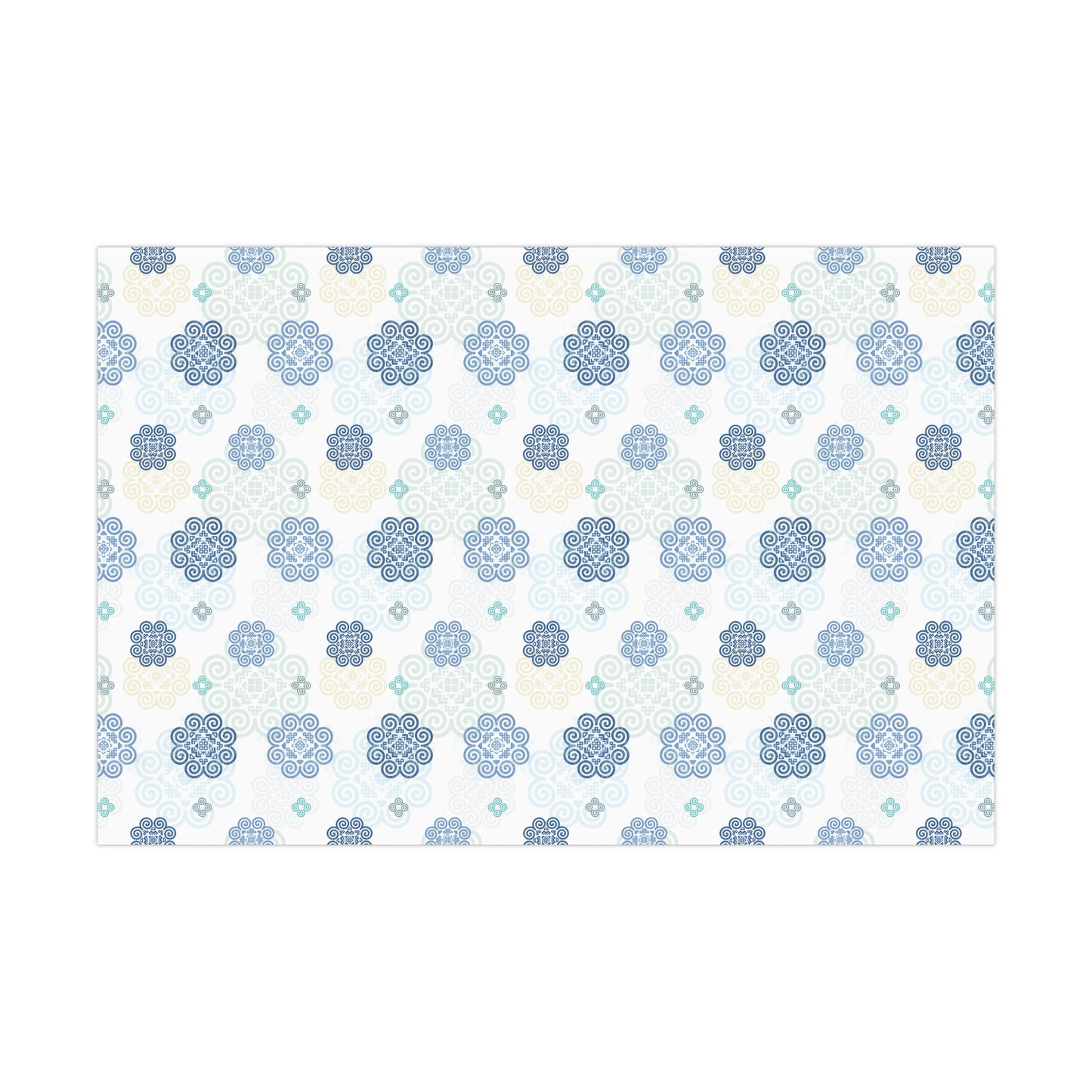 Gift Wrap Papers - Hmong Inspired - Blue Neutral Theme -  Silhouette Pattern BG