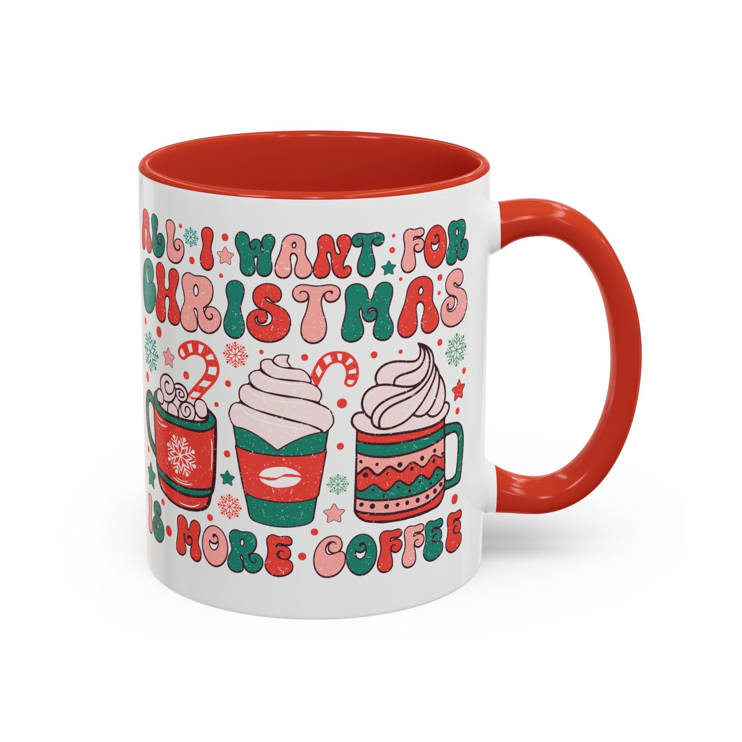 Coffee Mug Cup (11, 15oz) - All I Want for Christmas is More Coffee - Retro Vintage Style Theme