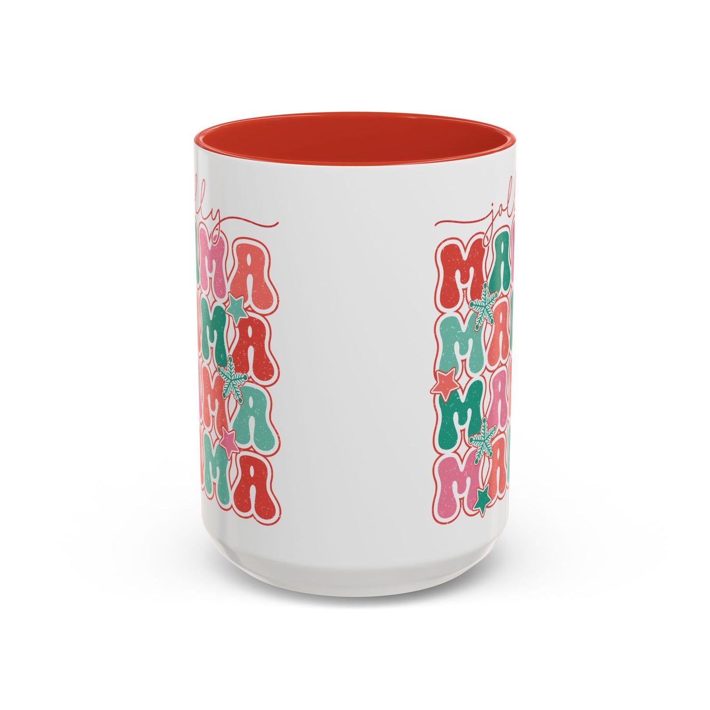 Coffee Mug Cup (11, 15oz) - Jolly Mama Retro Bright Colorful Style Theme Christmas