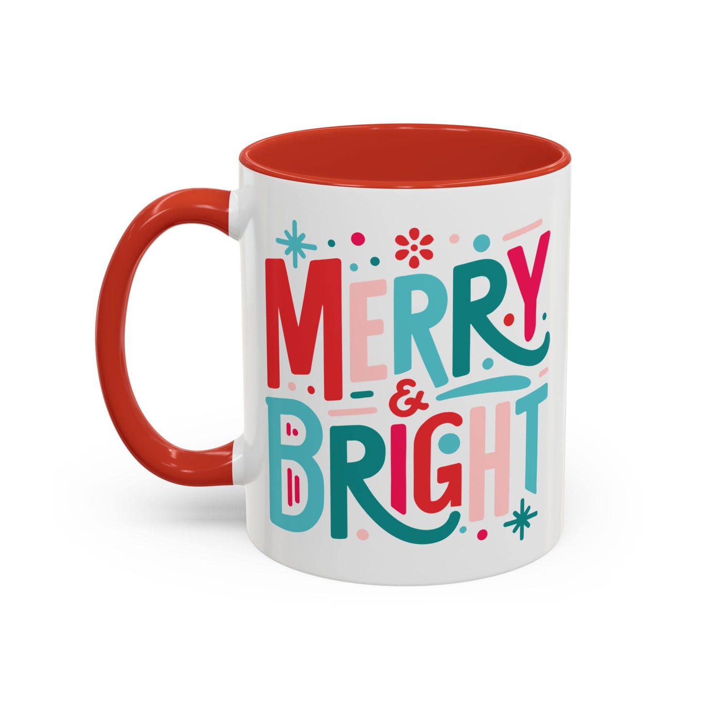 Coffee Mug Cup (11, 15oz) - Merry and Bright - Christmas Bright Colorful Vintage Theme Style