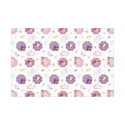 Gift Wrap Papers - Hmong Inspired - Pink Purple Patch Watercolor Leaves - Pattern BG