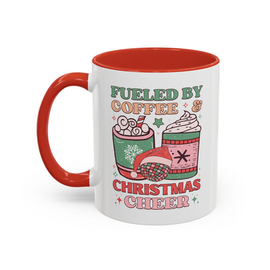 Coffee Mug Cup (11, 15oz) - Fueled by Coffee and Christmas Cheer - Retro Style Theme