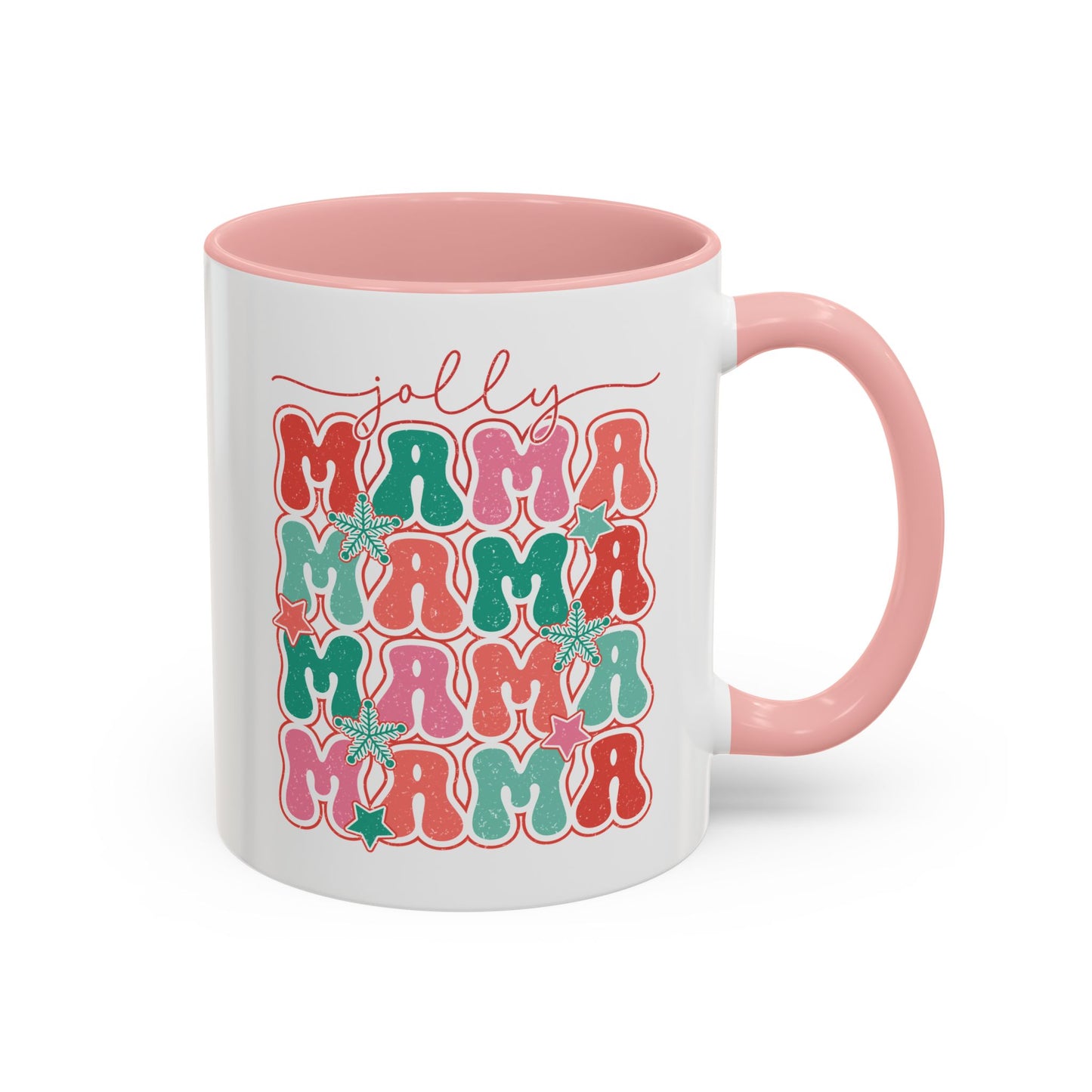 Coffee Mug Cup (11, 15oz) - Jolly Mama Retro Bright Colorful Style Theme Christmas