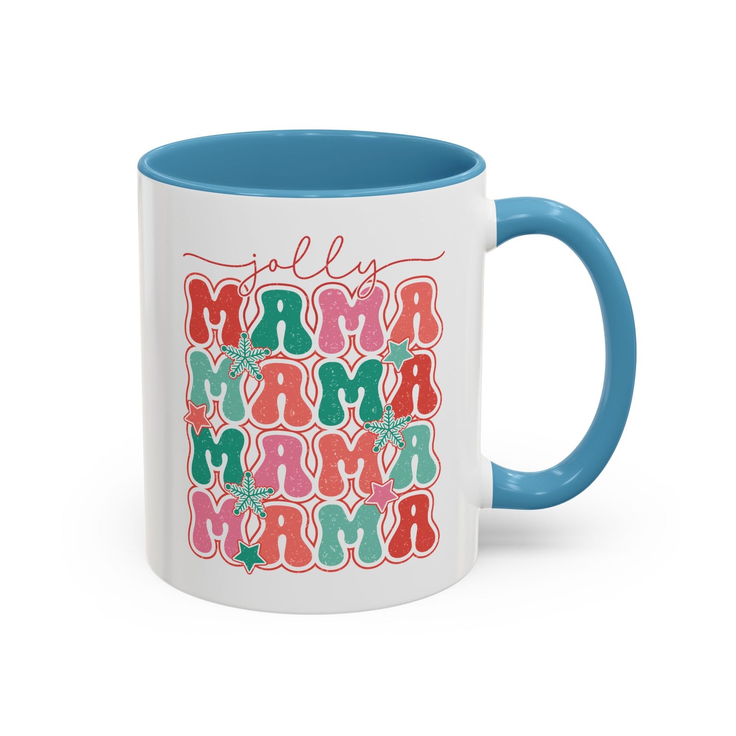 Coffee Mug Cup (11, 15oz) - Jolly Mama Retro Bright Colorful Style Theme Christmas