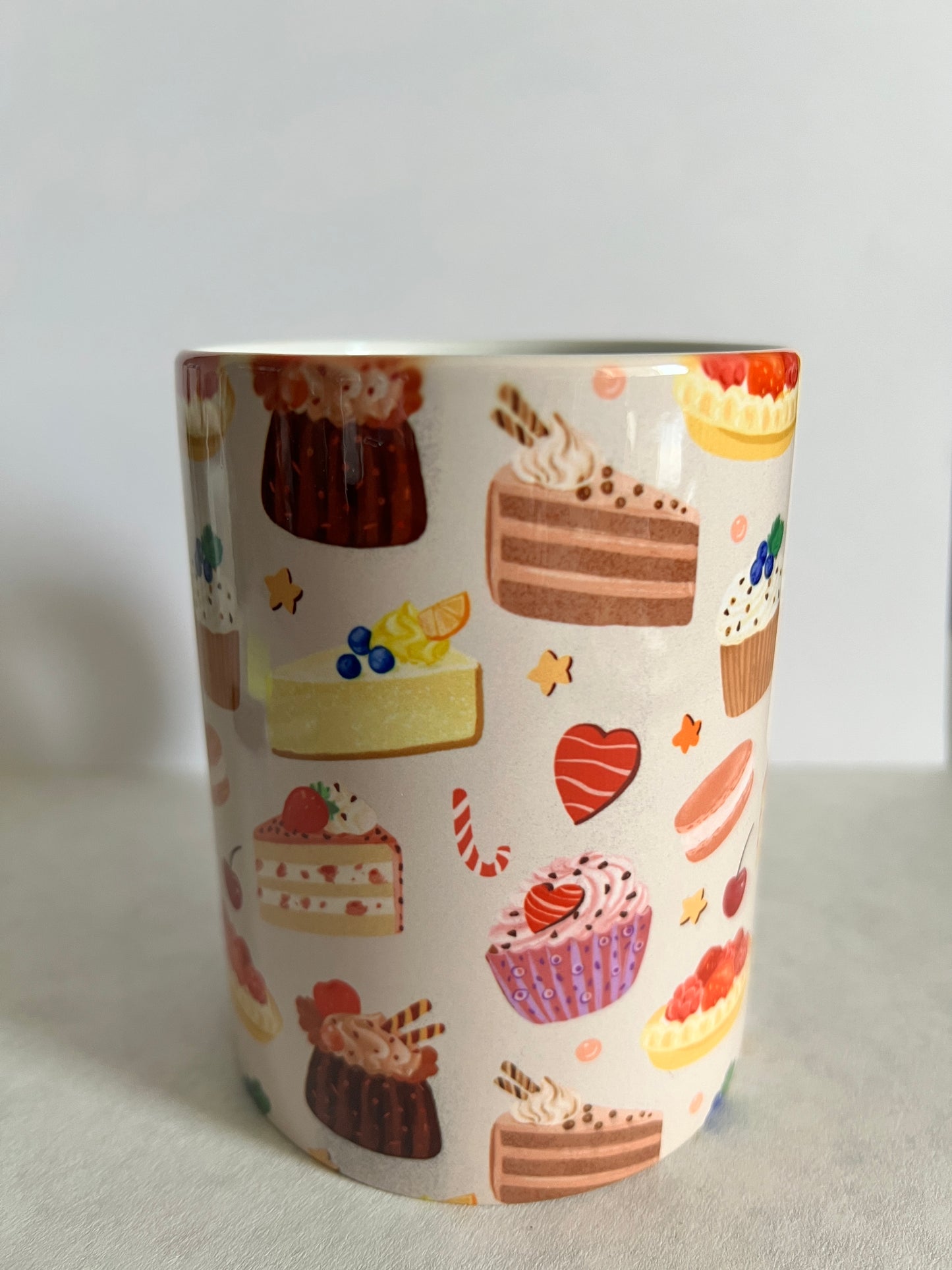 Mug 15oz White Ceramic - Watercolor Assorted Desserts Bakery - Cakes and Cupcakes