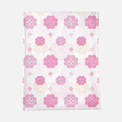 Minky Blanket - Hmong Inspired - Pink Red Theme- Silhouette Pattern V2