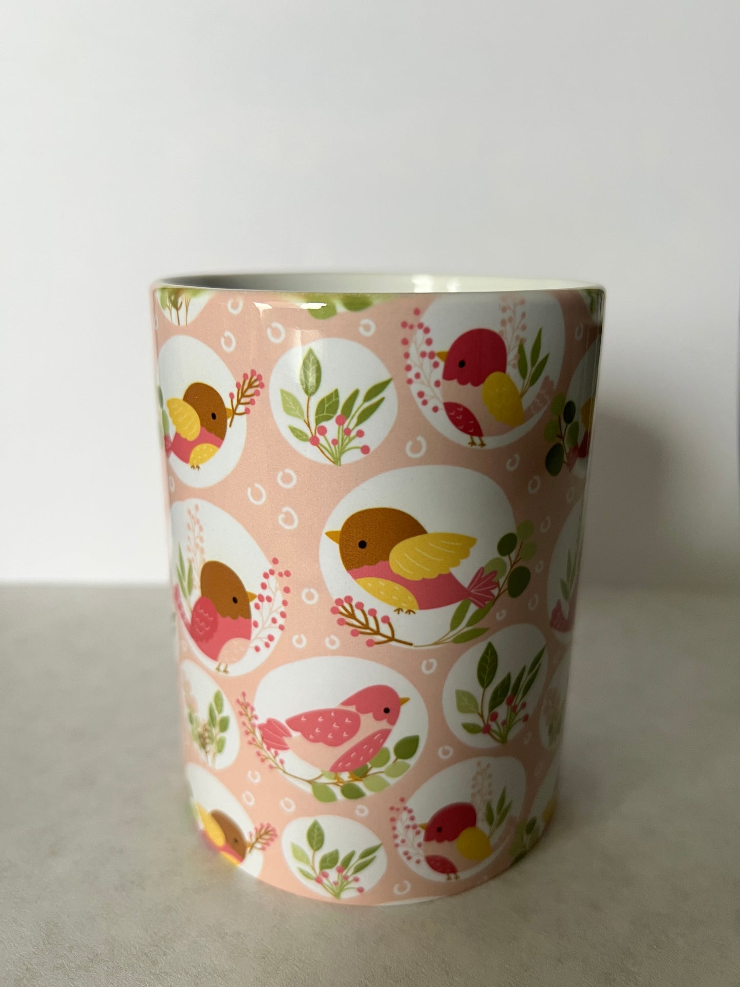 Mug 15oz White Ceramic - Cute Spring Bird Theme