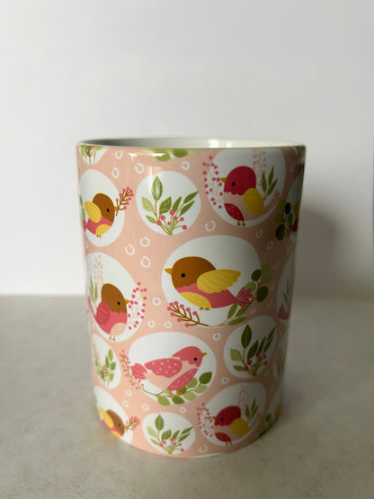 Mug 15oz White Ceramic - Cute Spring Bird Theme
