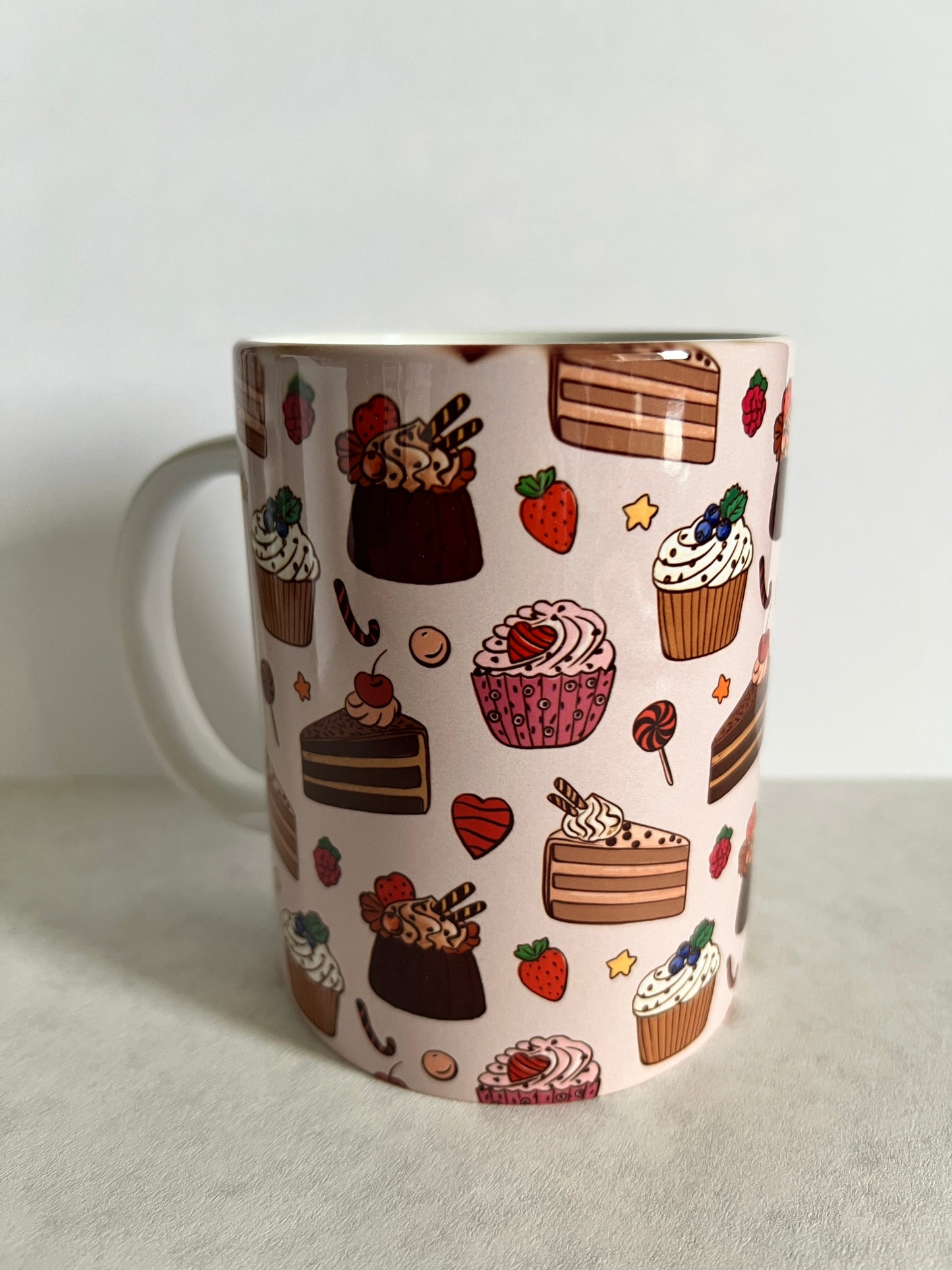 Mug 15oz White Ceramic - Assorted Sweeties Bakery - Cupcakes and Cakes