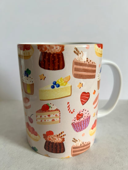 Mug 15oz White Ceramic - Watercolor Assorted Desserts Bakery - Cakes and Cupcakes