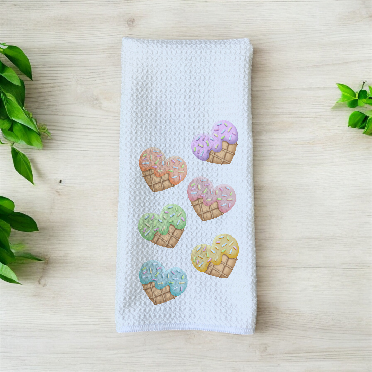 Assorted Colorful Sprinkles Heart Cookies - Waffle Weave Microfiber Hand Kitchen Towel