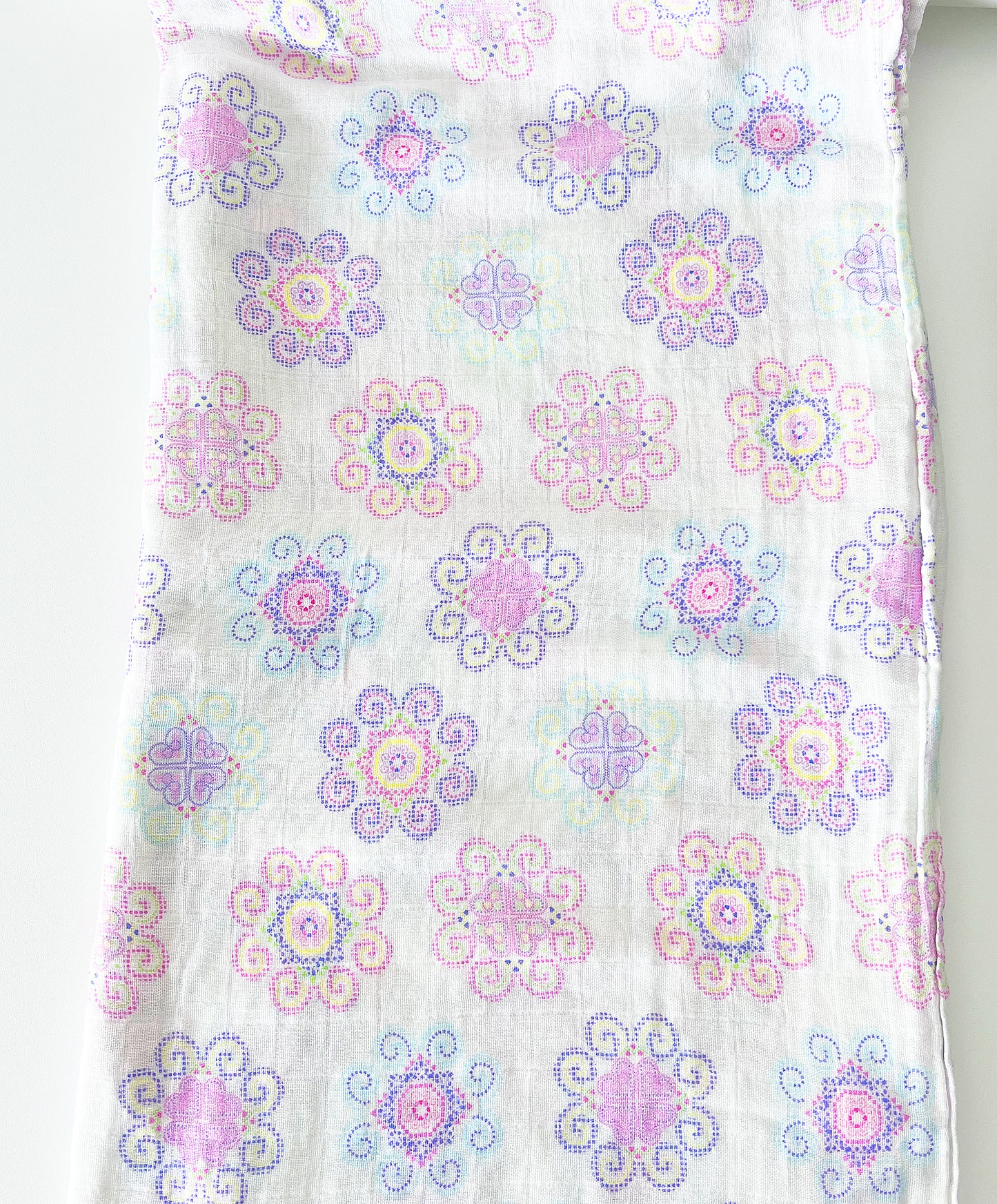 Swaddle Muslin Blanket - Hmong Inspired Design - Baby Blanket, Baby Swaddle, Baby Shower Gift, Baby Girl Swaddle, Baby Girl Blanket