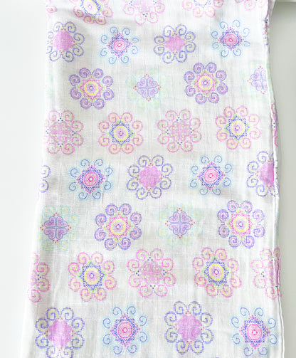 Swaddle Muslin Blanket - Hmong Inspired Design - Baby Blanket, Baby Swaddle, Baby Shower Gift, Baby Girl Swaddle, Baby Girl Blanket