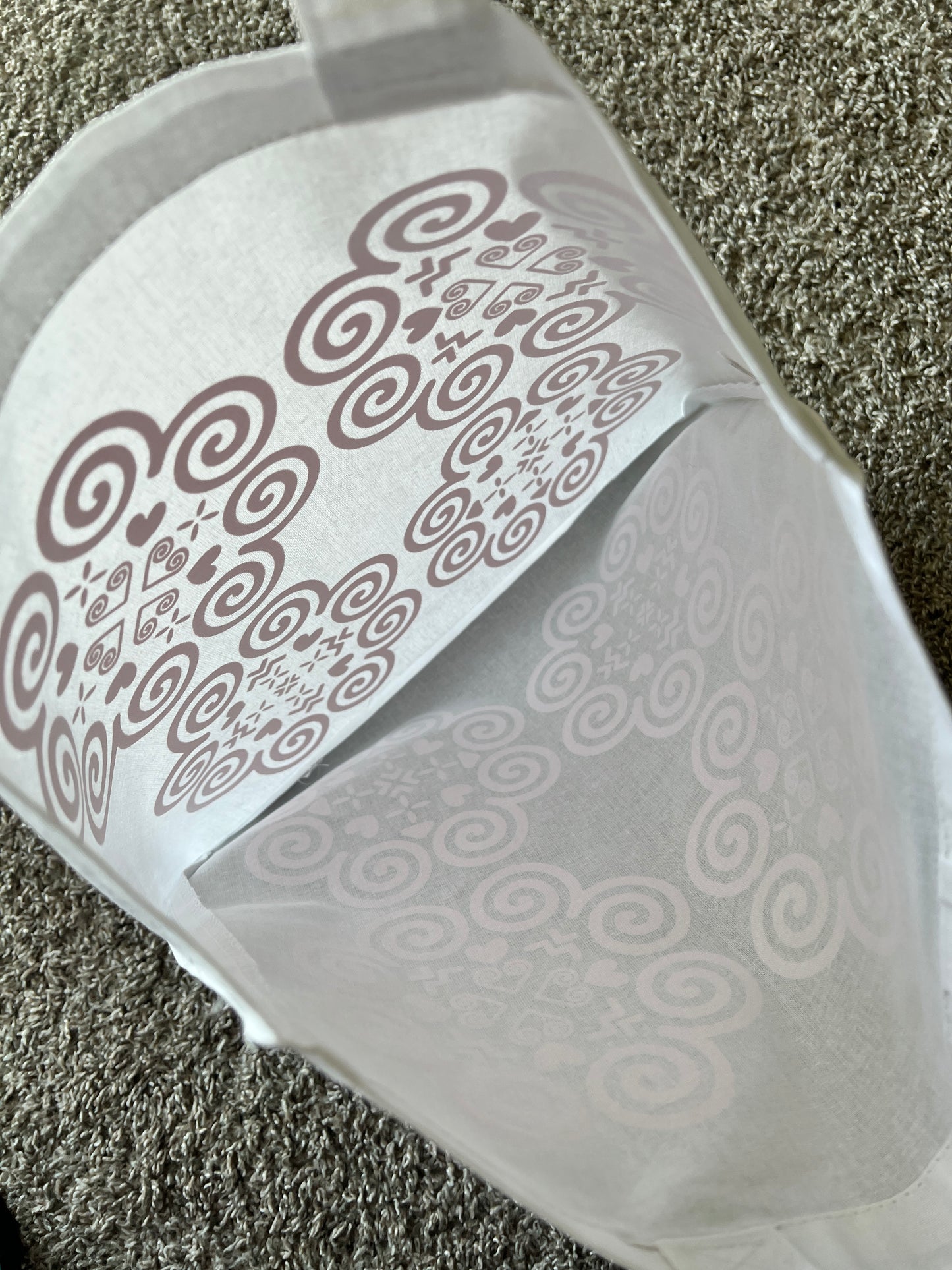 Basic White Tote Bag - Hmong Inspired - Pink Soft Metallic Design