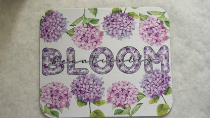 1/8" Thick Mousepad - Bloom Beautifully - Watercolor Florals Hydrangeas - Pink Purple Theme