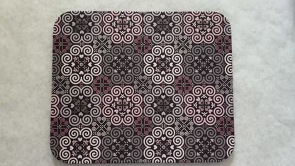 1/4" Thick Mousepad - Hmong Inspired - Cute Colorful Pattern Design - Brown and Pink Theme
