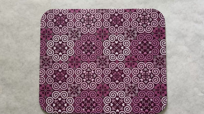 1/8" Thick Mousepad - Hmong Inspired - Cute Colorful Pattern Design - Pink Plum Theme